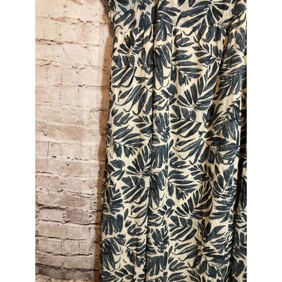 Sophie & Hailee Midi Dress Womens Large Midnight Blue Palm Tree Tropical Print - Picture 7 of 16